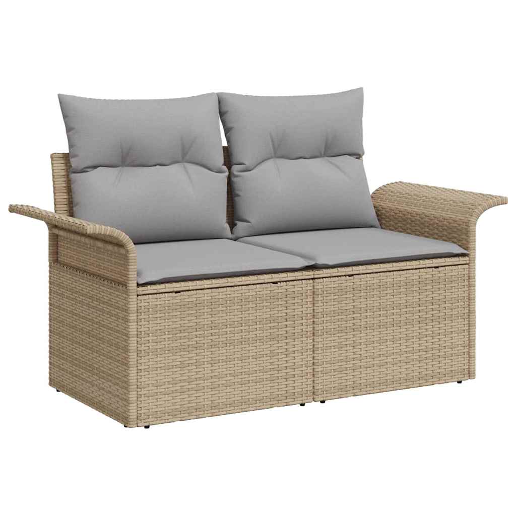 Ensemble de canapé de jardin avec coussin 5 pcs Beige polyrotin