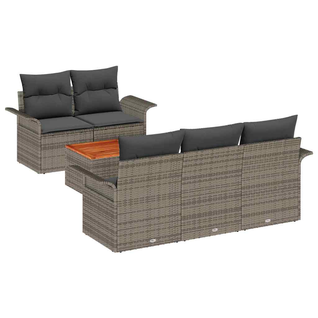 Ensemble de canapé de jardin avec coussin 6 pcs Gris polyrotin