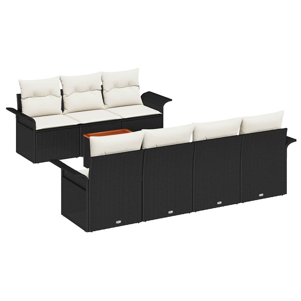Ensemble de canapé de jardin avec coussin 8 pcs Noir polyrotin