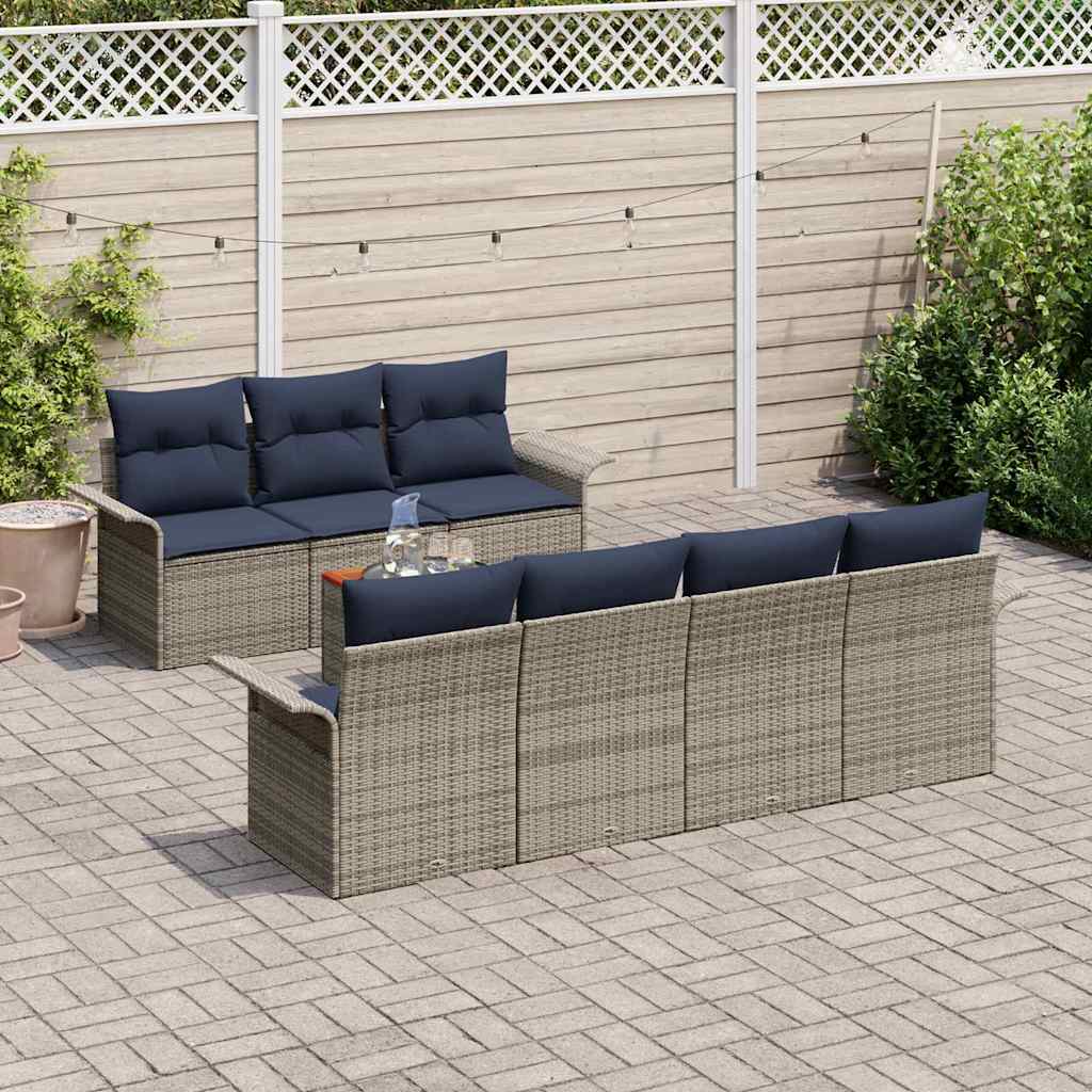 Ensemble de canapé de jardin 8 pc Gris polyrotin