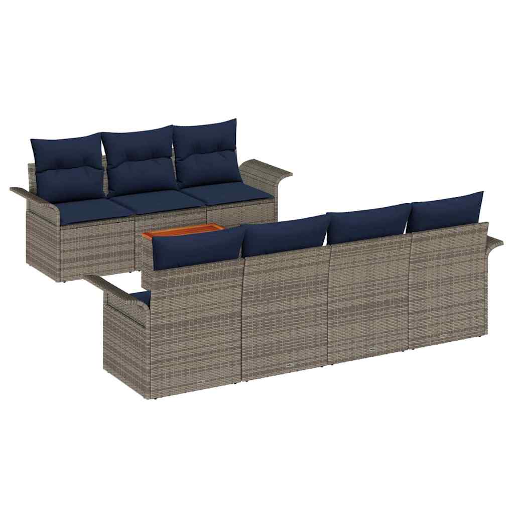 Ensemble de canapé de jardin 8 pc Gris polyrotin