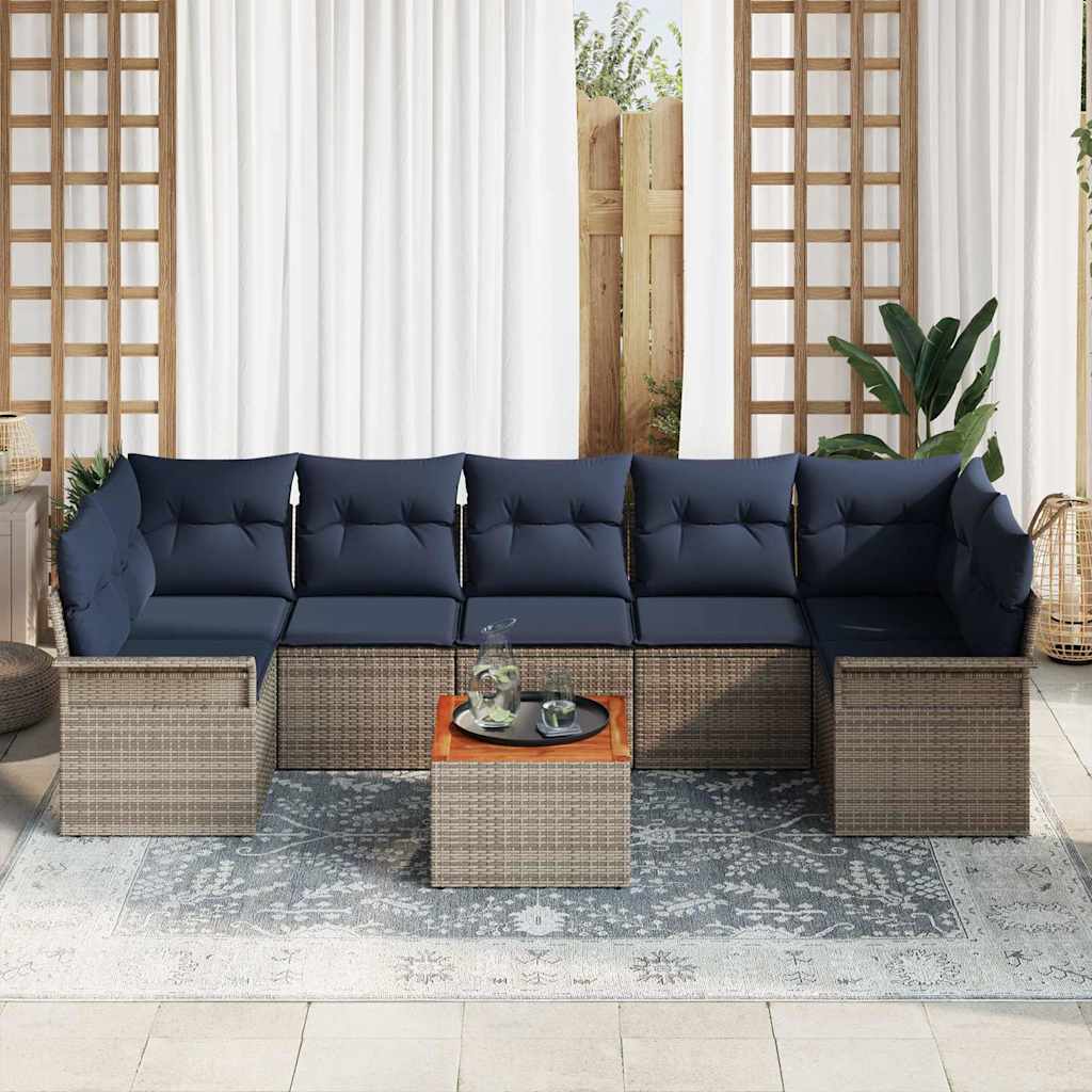 Ensemble de canapé de jardin 8 pc Gris polyrotin