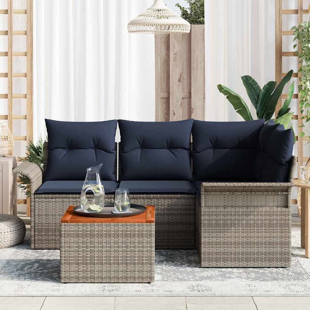 Ensemble de canapé de jardin avec coussin 5 pcs Gris polyrotin