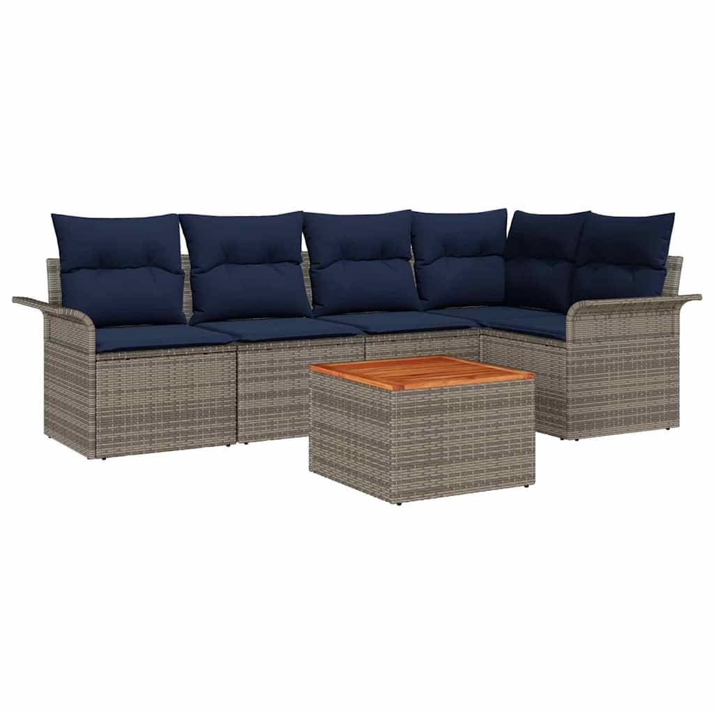 Ensemble de canapé de jardin 6 pc Gris polyrotin