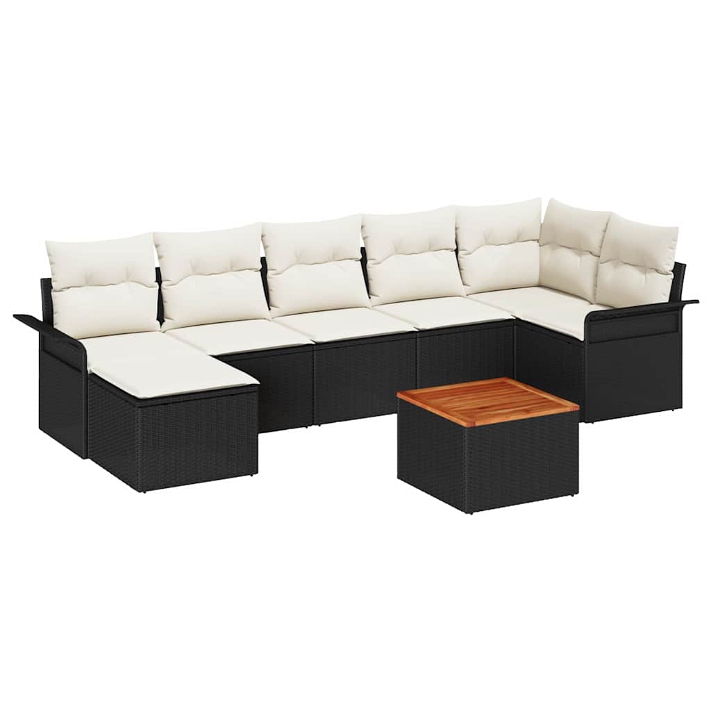 Ensemble de canapé de jardin avec coussin 8 pcs Noir polyrotin