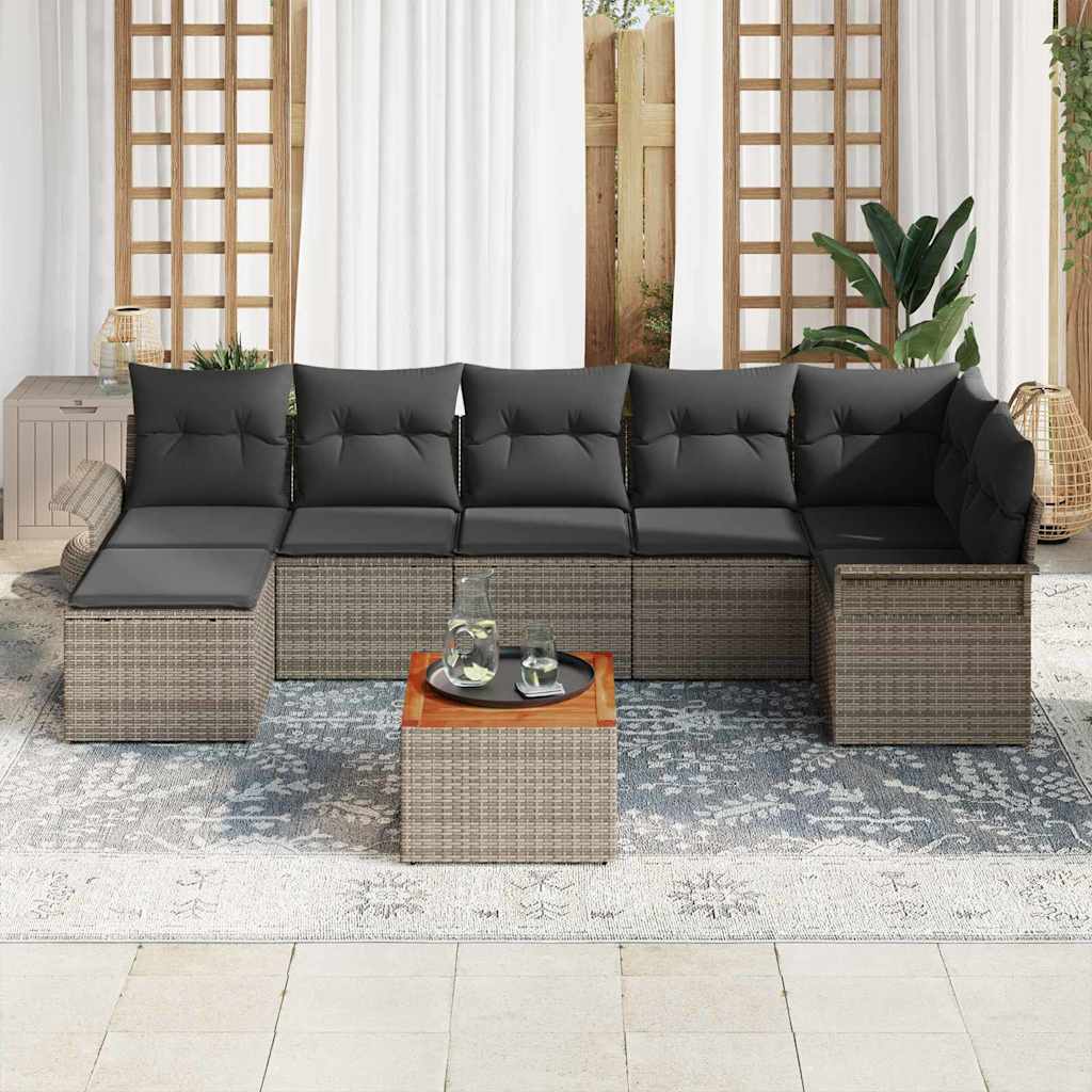 Ensemble de canapé de jardin 8 pc Gris polyrotin