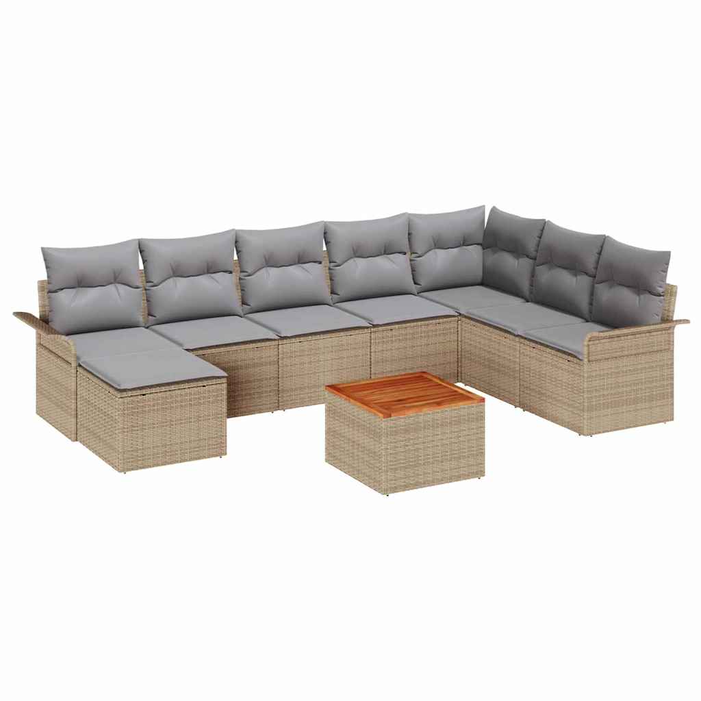 Ensemble de canapé de jardin 9 pc Beige polyrotin