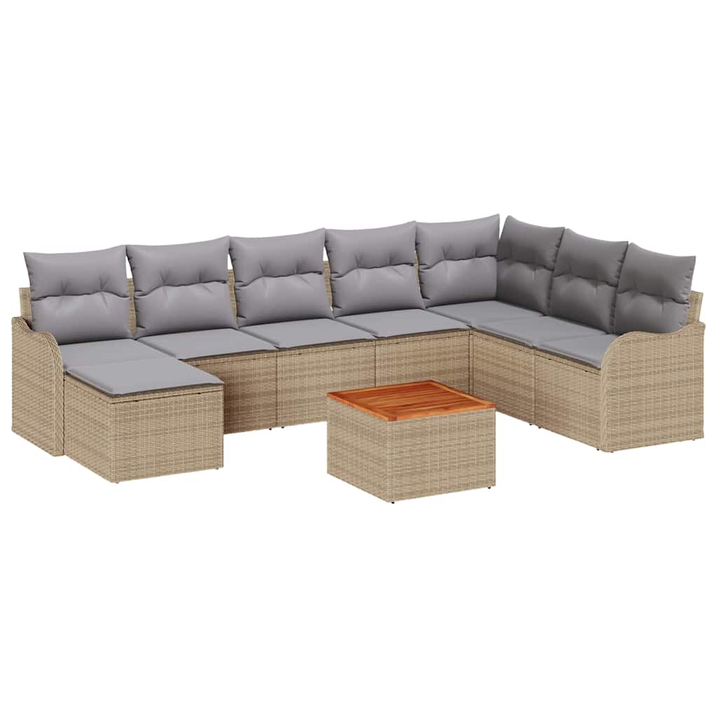 Ensemble de canapé de jardin 9 pc Beige polyrotin