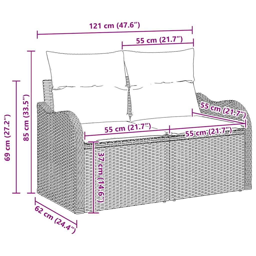 Ensemble de canapé de jardin avec coussin 9 pcs Beige polyrotin - XIOS