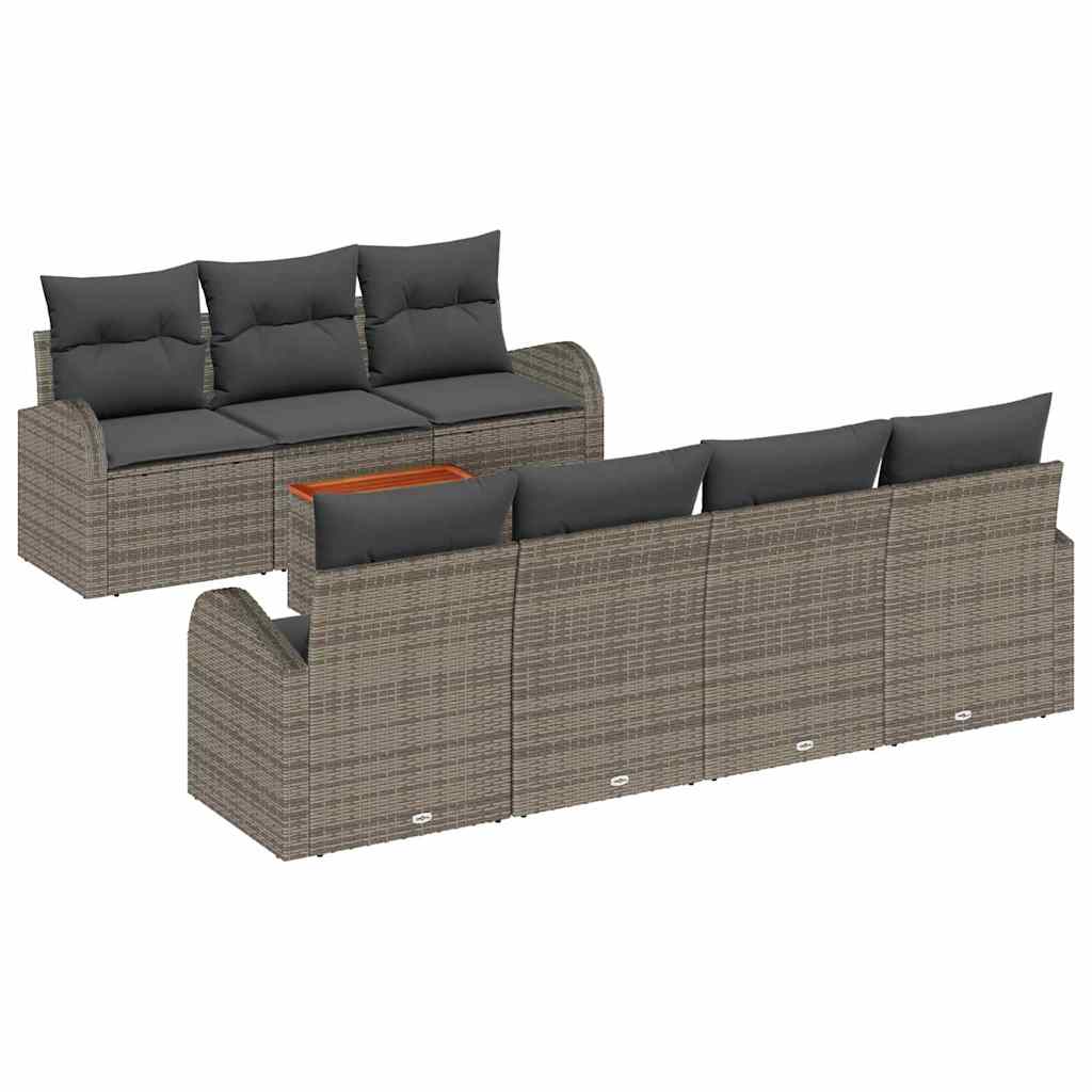 Ensemble de canapé de jardin avec coussin 8 pcs Gris polyrotin
