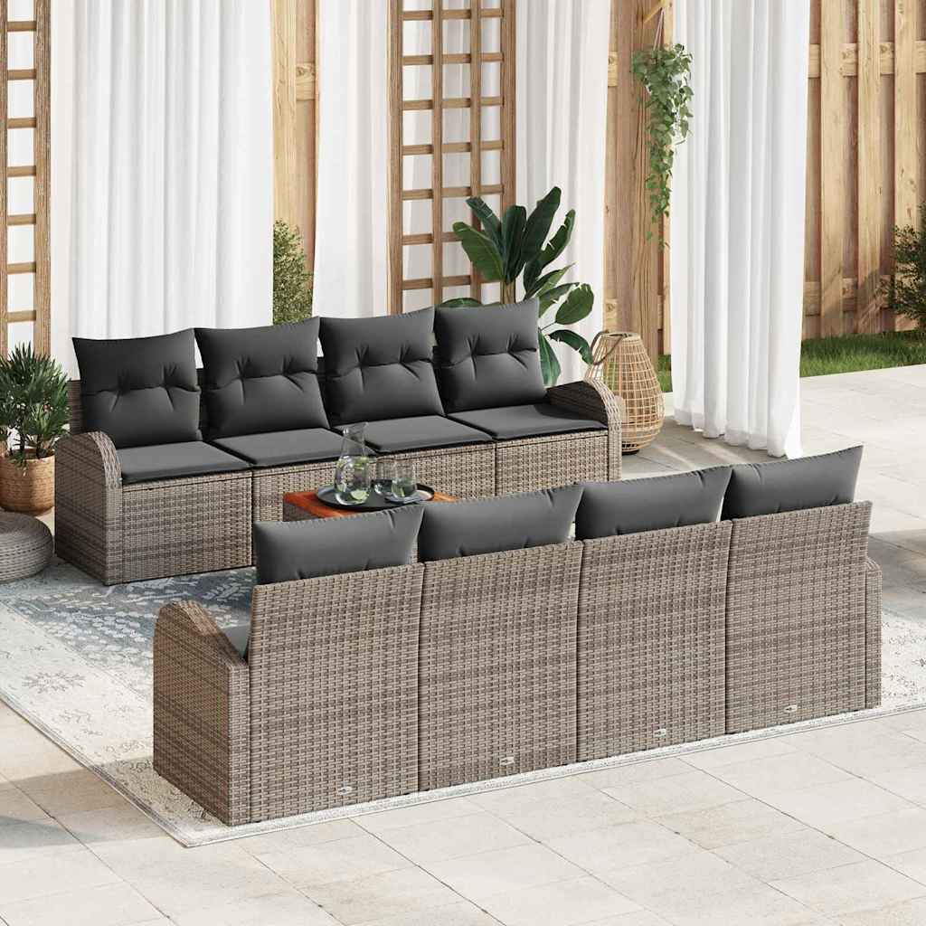 Ensemble de canapé de jardin avec coussin 9 pcs Gris polyrotin