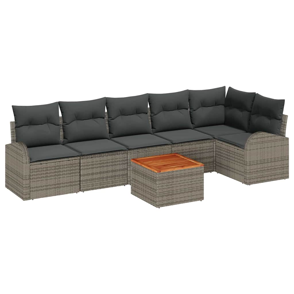 Ensemble de canapé de jardin avec coussin 7 pcs Gris polyrotin