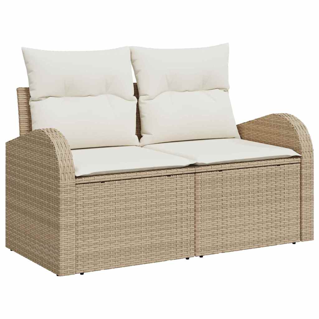 Ensemble de canapé de jardin avec coussin 9 pcs Beige polyrotin
