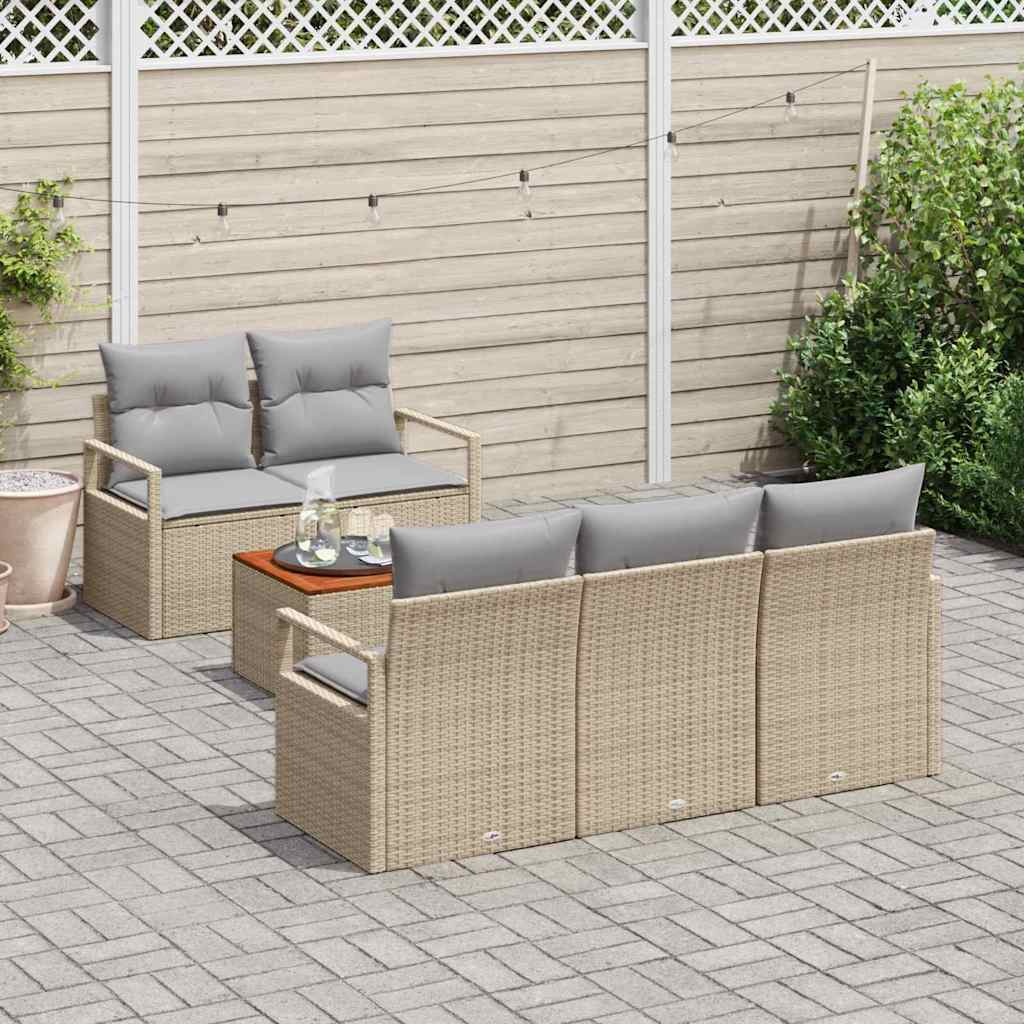 Ensemble de canapé de jardin avec coussin 6 pcs Beige polyrotin - XIOS