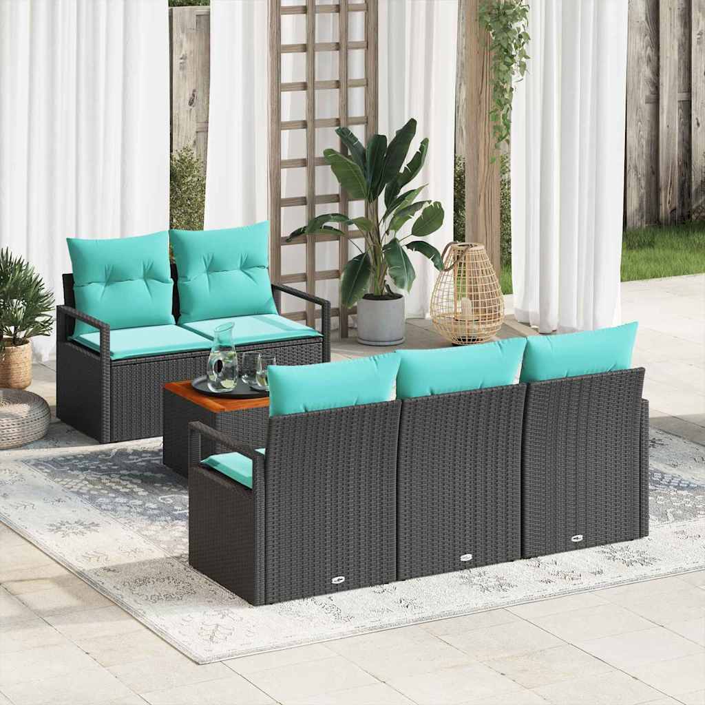 Ensemble de canapé de jardin avec coussin 6 pcs Noir polyrotin - XIOS