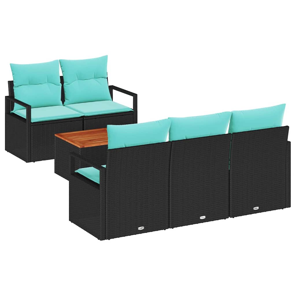 Ensemble de canapé de jardin avec coussin 6 pcs Noir polyrotin - XIOS