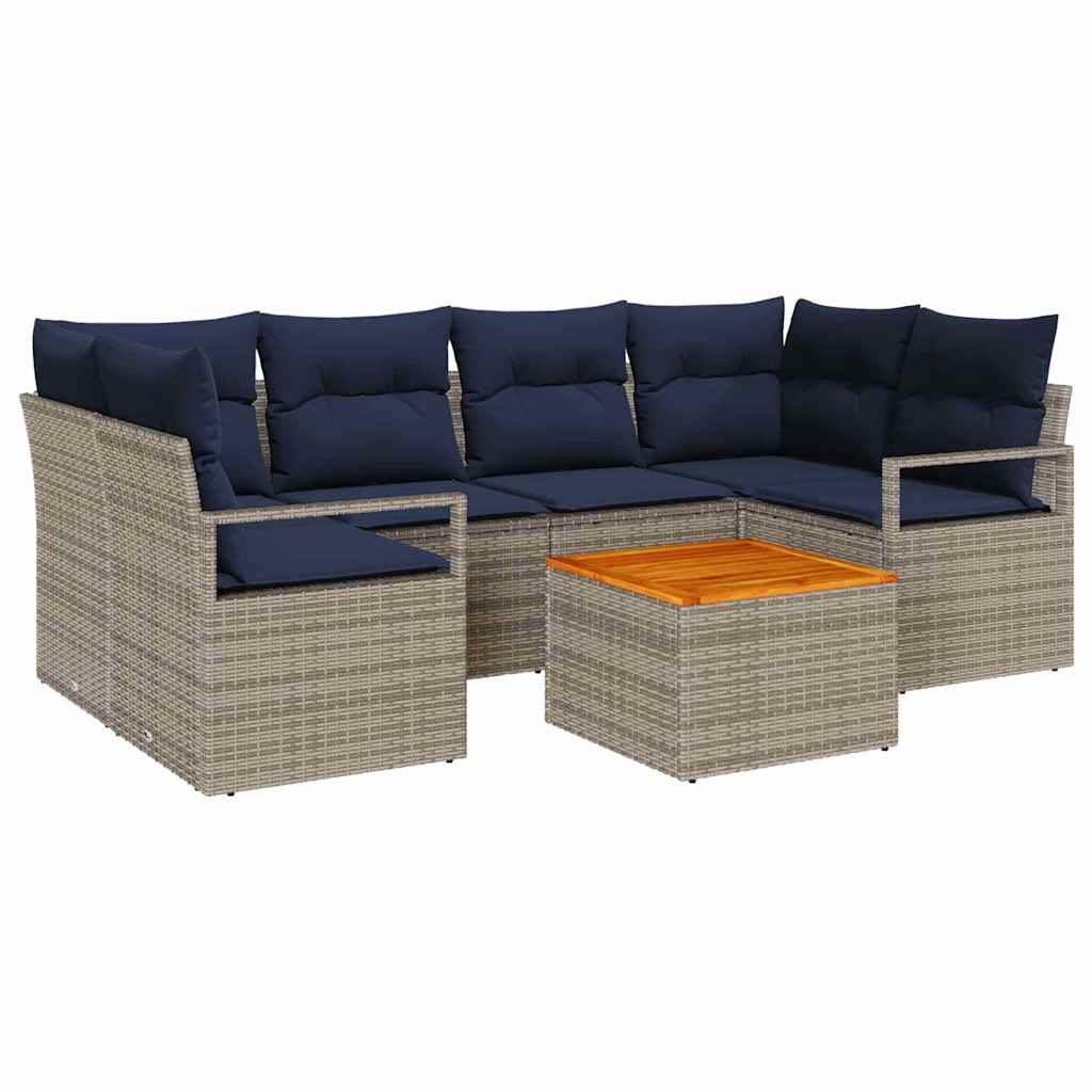 Ensemble de canapé de jardin 7 pc Gris polyrotin