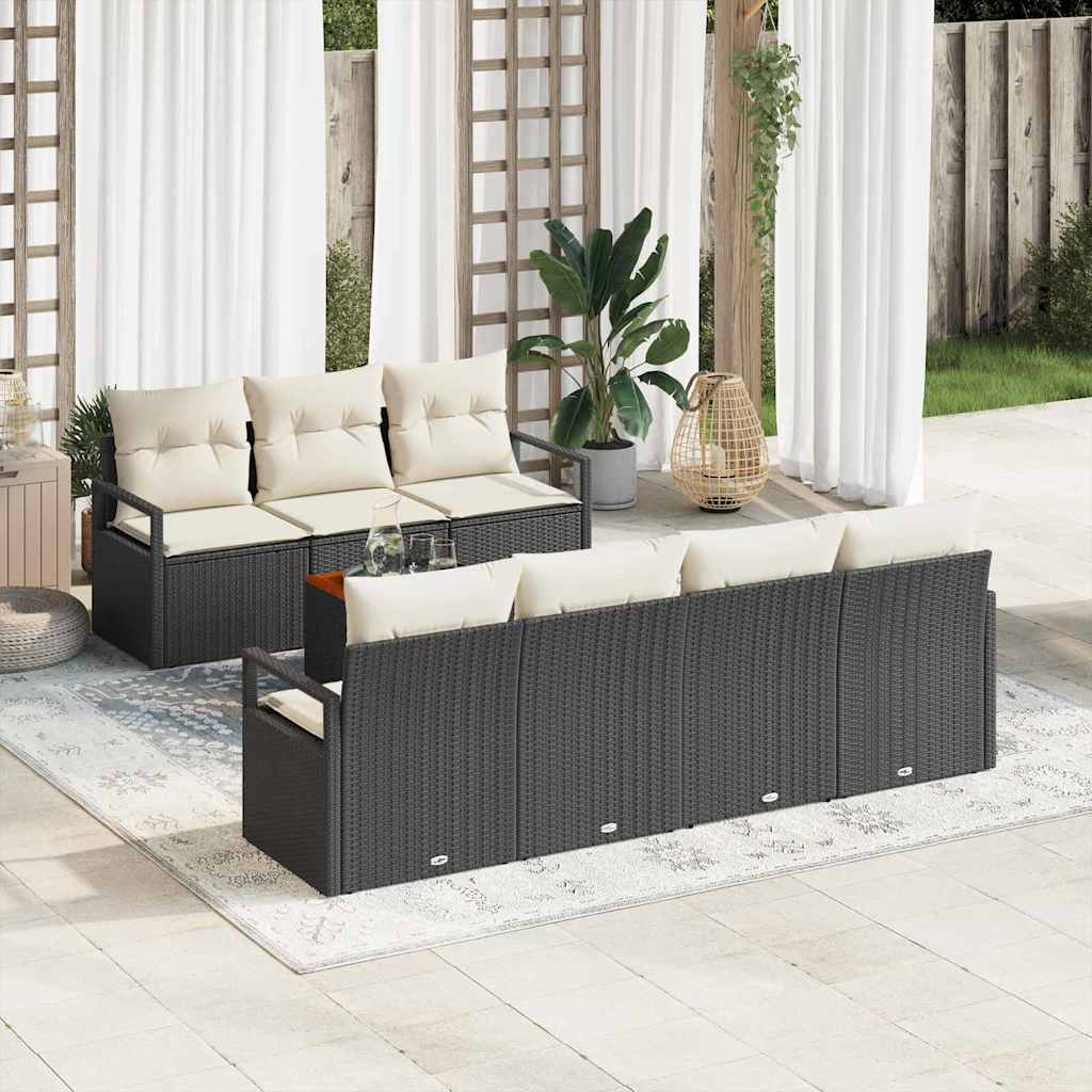 Ensemble de canapé de jardin avec coussin 8 pcs Noir polyrotin