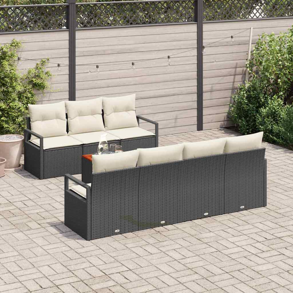 Ensemble de canapé de jardin avec coussin 8 pcs Noir polyrotin