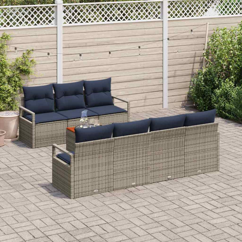Ensemble de canapé de jardin 8 pc Gris polyrotin