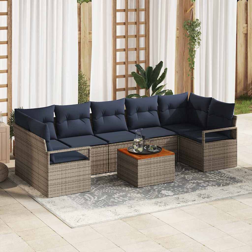 Ensemble de canapé de jardin 8 pc Gris polyrotin