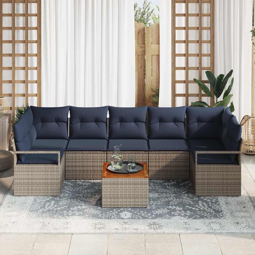 Ensemble de canapé de jardin 8 pc Gris polyrotin