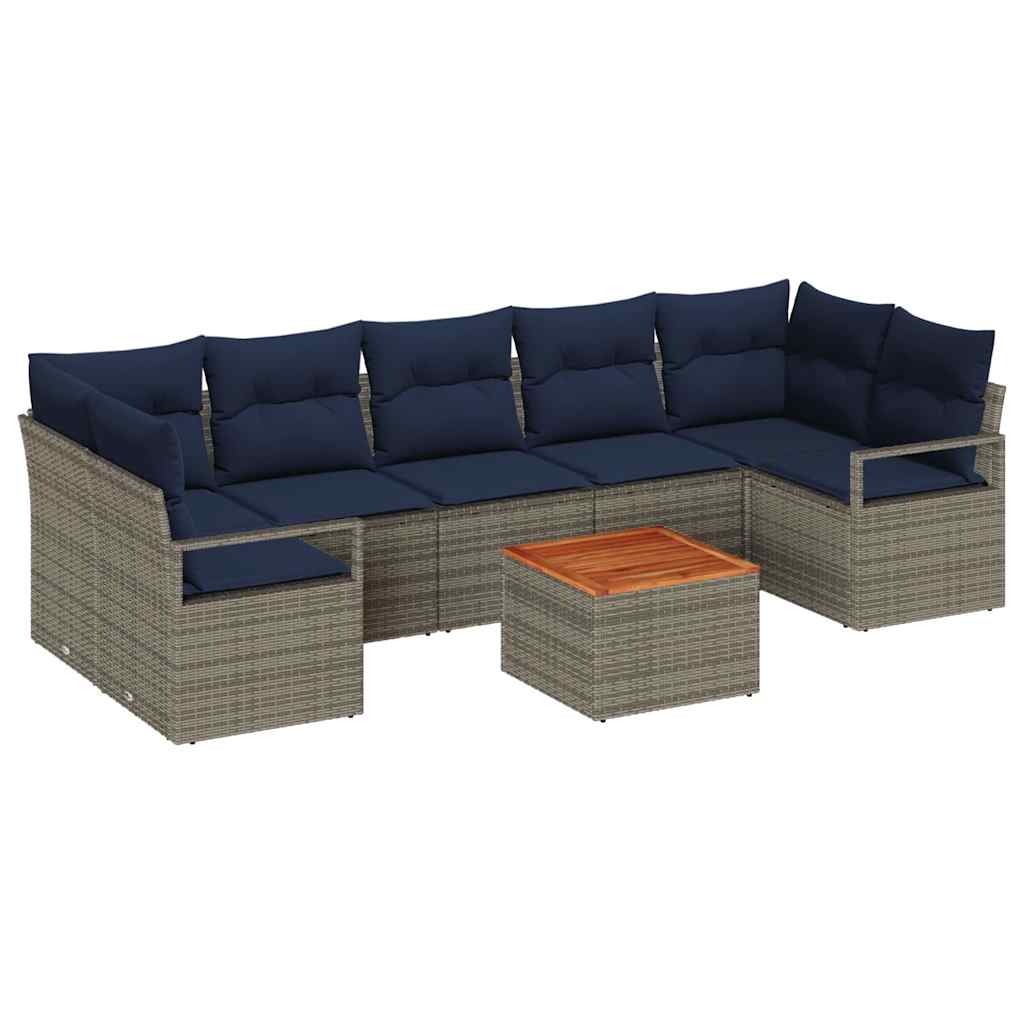 Ensemble de canapé de jardin 8 pc Gris polyrotin