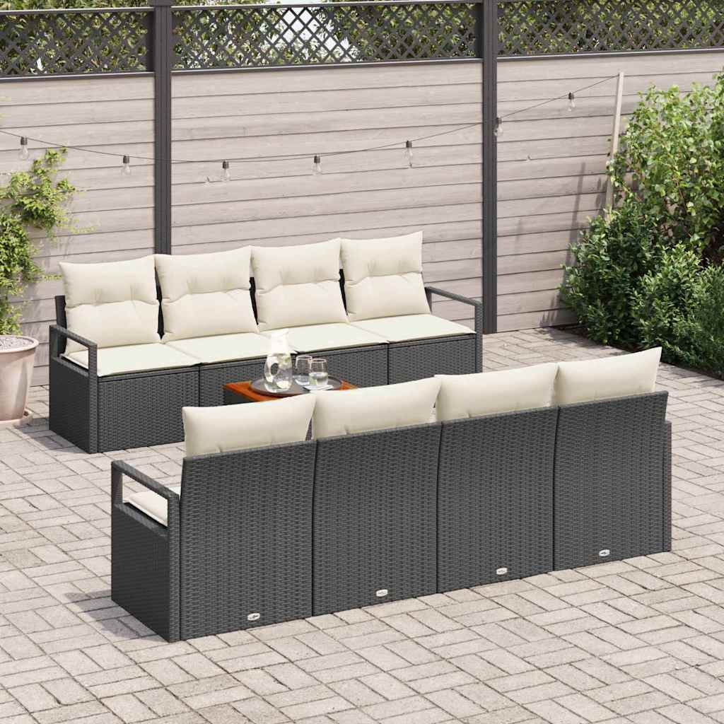 Ensemble de canapé de jardin avec coussin 9 pcs Noir polyrotin