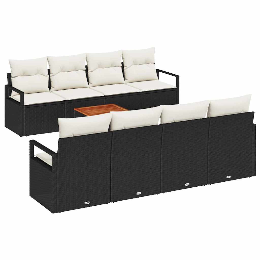 Ensemble de canapé de jardin avec coussin 9 pcs Noir polyrotin