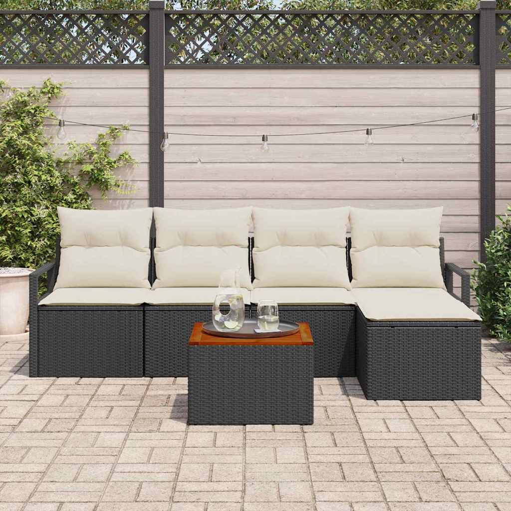 Ensemble de canapé de jardin avec coussin 6 pcs Noir polyrotin
