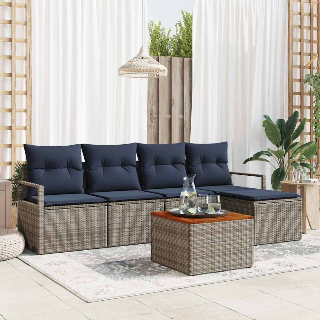 Ensemble de canapé de jardin 6 pc Gris polyrotin