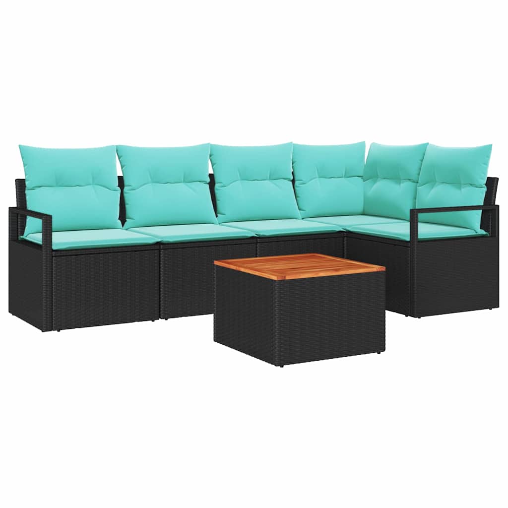 Ensemble de canapé de jardin avec coussin 6 pcs Noir polyrotin - XIOS