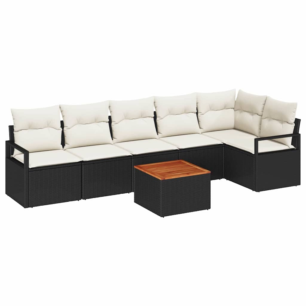 Ensemble de canapé de jardin avec coussin 7 pcs Noir polyrotin - XIOS