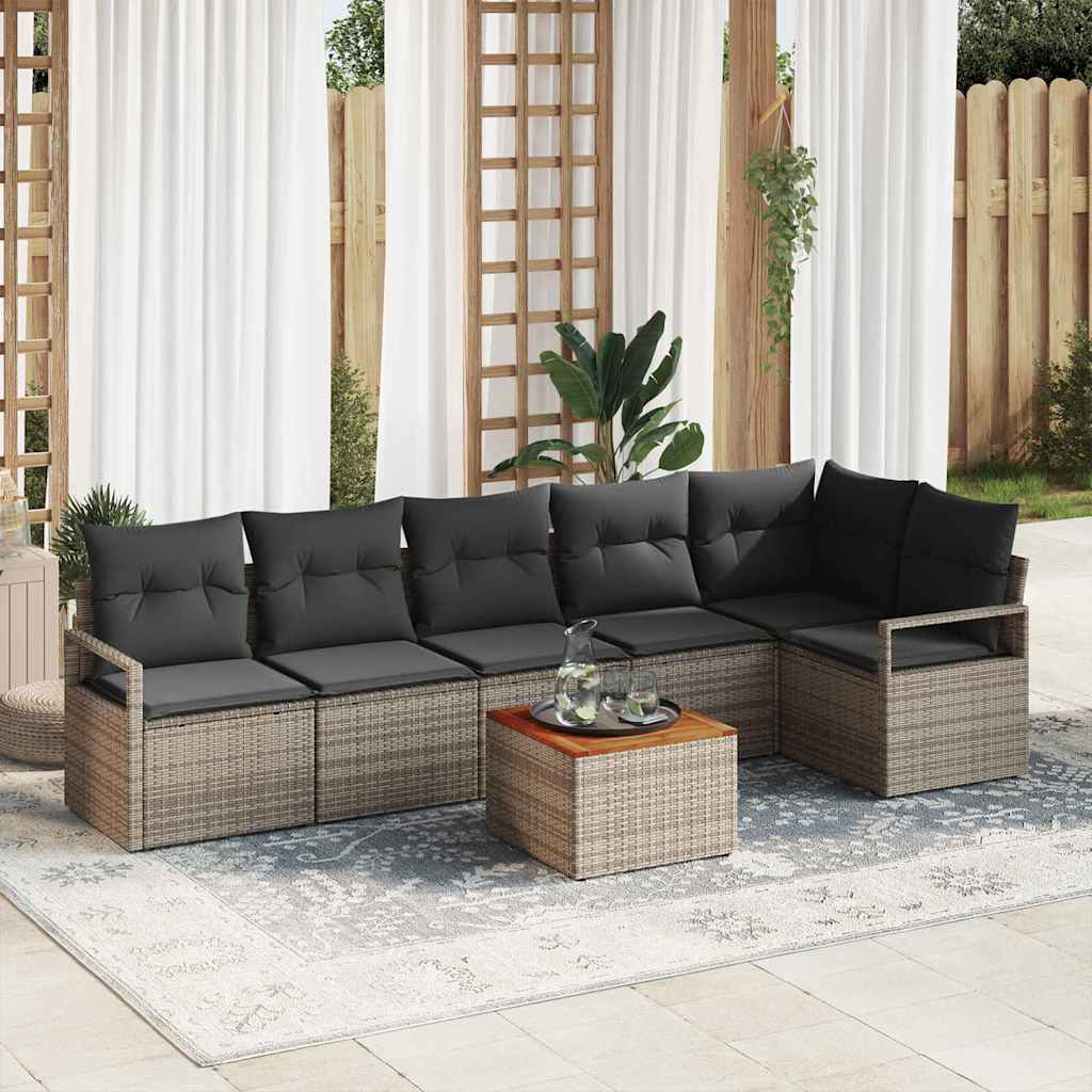 Ensemble de canapé de jardin avec coussin 7 pcs Gris polyrotin - XIOS