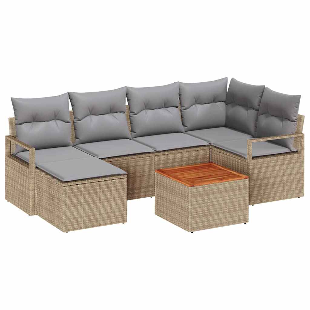 Ensemble de canapé de jardin avec coussin 8 pcs Beige polyrotin