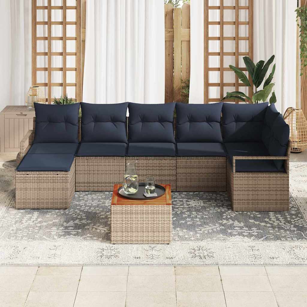 Ensemble de canapé de jardin 8 pc Gris polyrotin