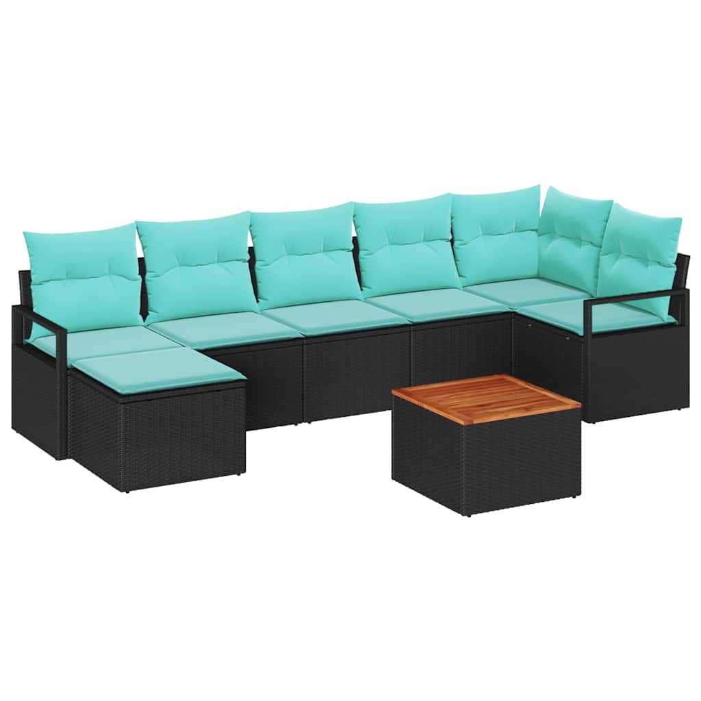 Ensemble de canapé de jardin avec coussin 8 pcs Noir polyrotin
