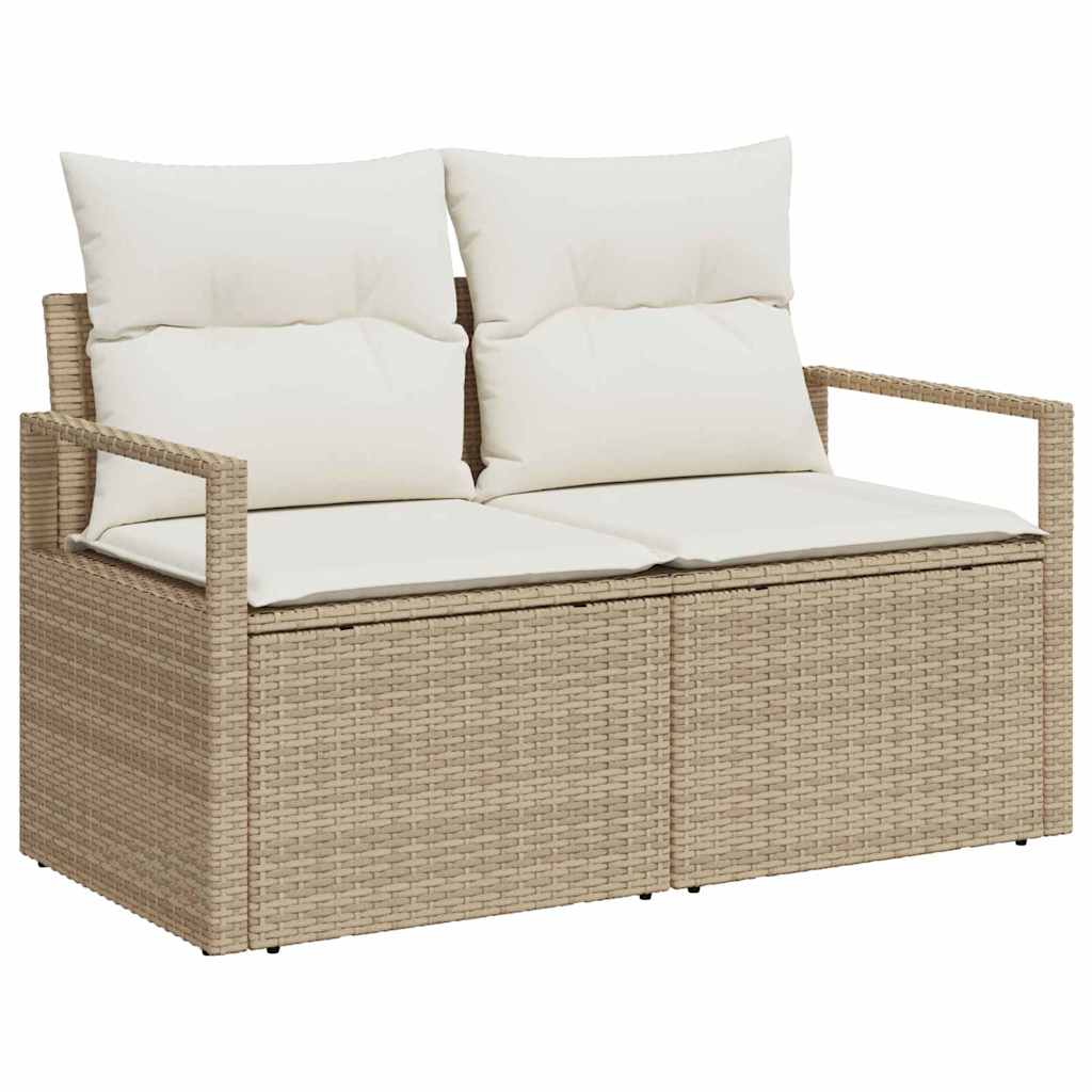 Ensemble de canapé de jardin avec coussin 9 pcs Beige polyrotin