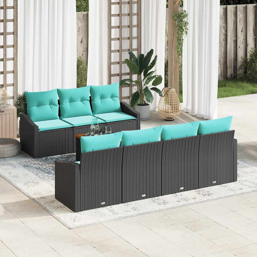 Ensemble de canapé de jardin avec coussin 8 pcs Noir polyrotin - XIOS