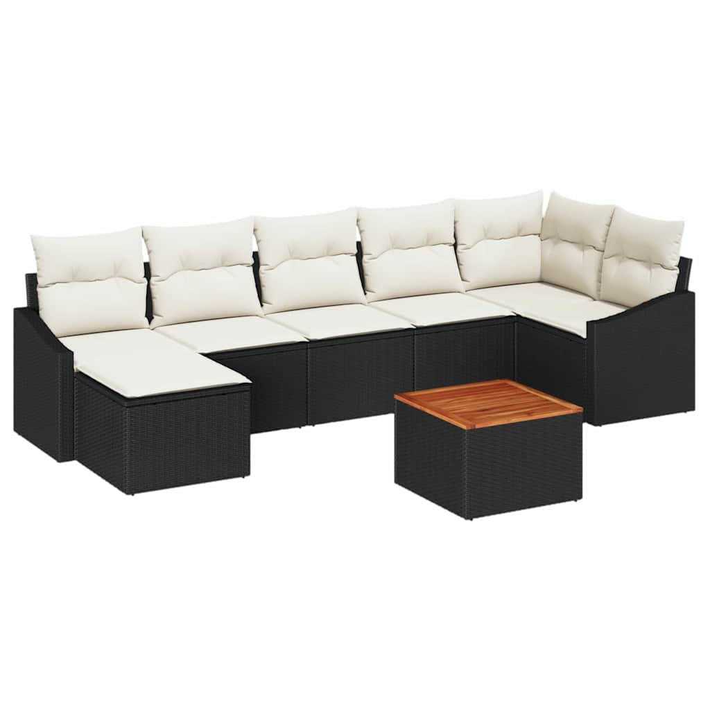 Ensemble de canapé de jardin avec coussin 8 pcs Noir polyrotin