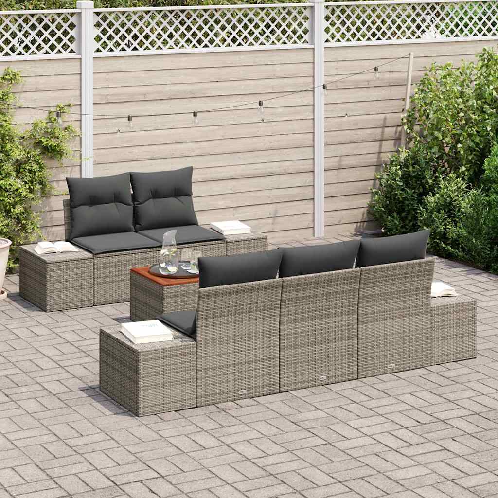 Ensemble de canapé de jardin avec coussin 6 pcs Gris polyrotin - XIOS