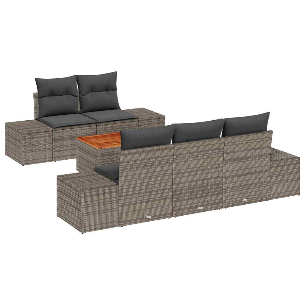 Ensemble de canapé de jardin avec coussin 6 pcs Gris polyrotin - XIOS