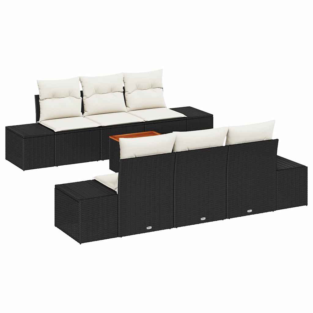 Ensemble de canapé de jardin avec coussin 7 pcs Noir polyrotin - XIOS