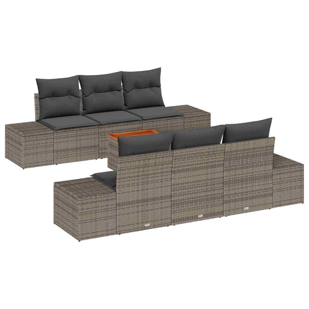 Ensemble de canapé de jardin avec coussin 7 pcs Gris polyrotin - XIOS