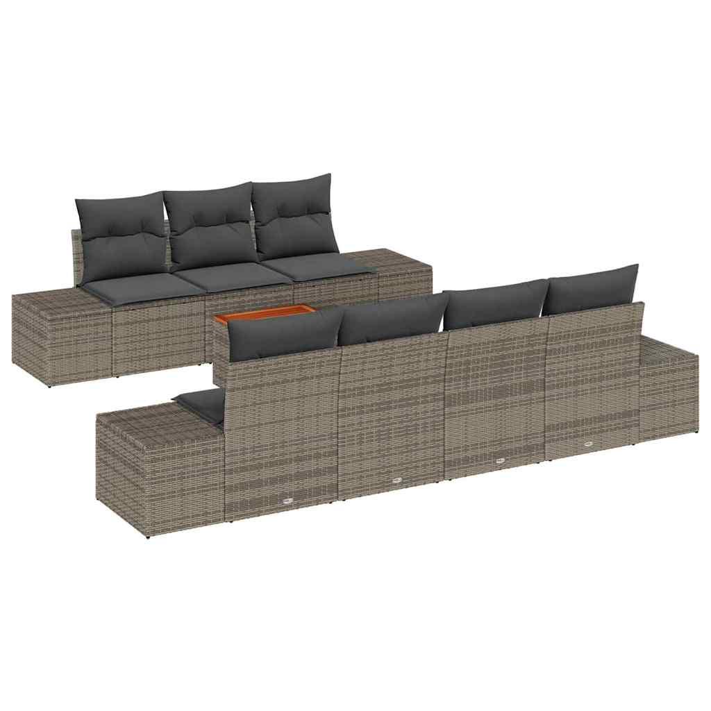 Ensemble de canapé de jardin avec coussin 8 pcs Gris polyrotin