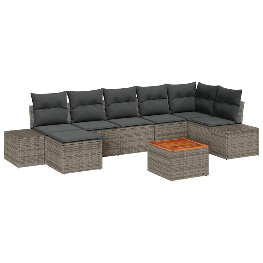 Ensemble de canapé de jardin avec coussin 8 pcs Gris polyrotin