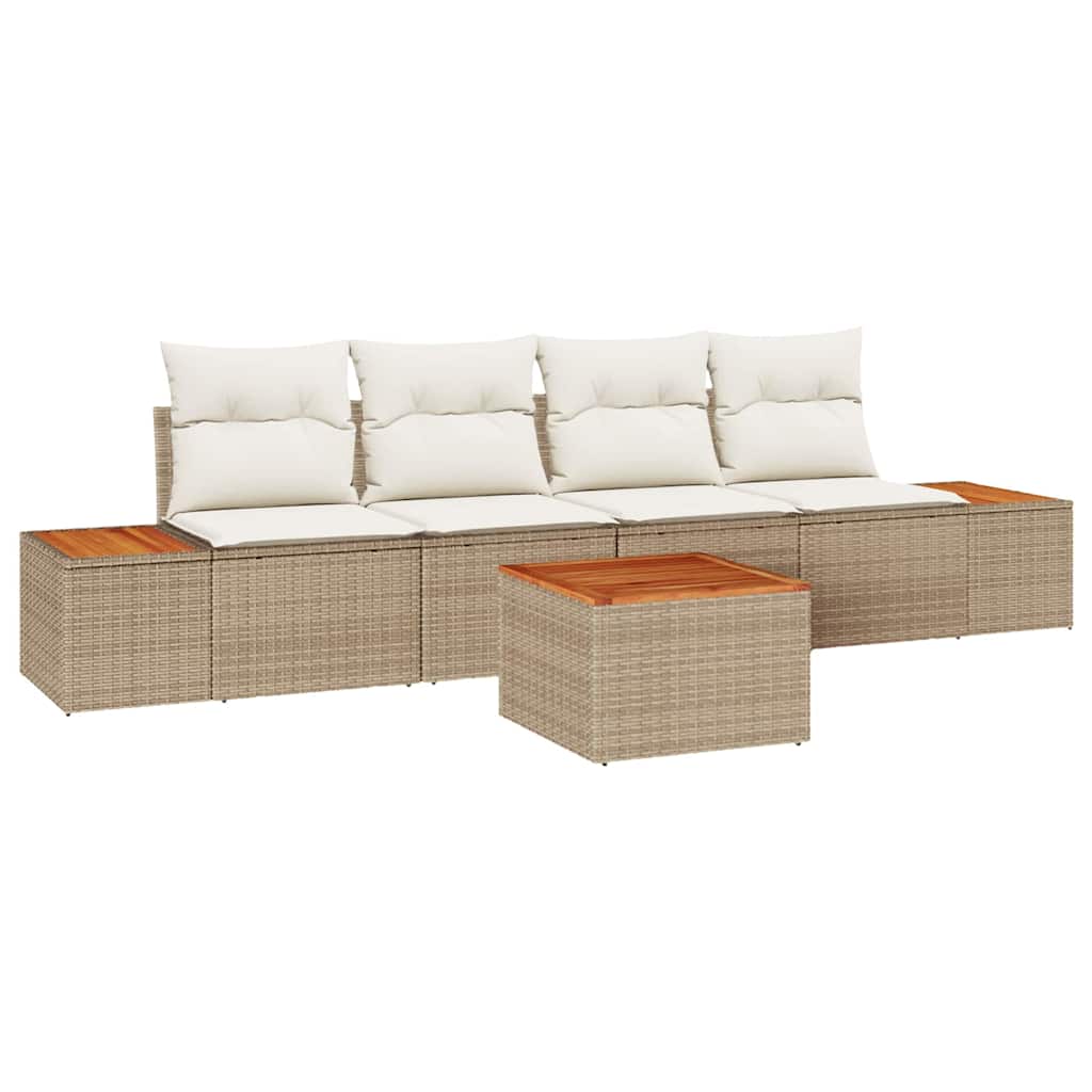 Ensemble de canapé de jardin 5 pcs Beige Poly rotin