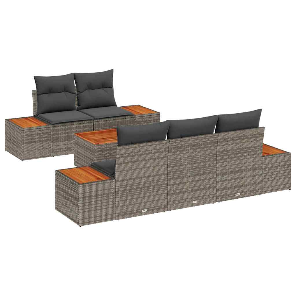 Ensemble de canapé de jardin avec coussin 6 pcs Gris Poly rotin - XIOS