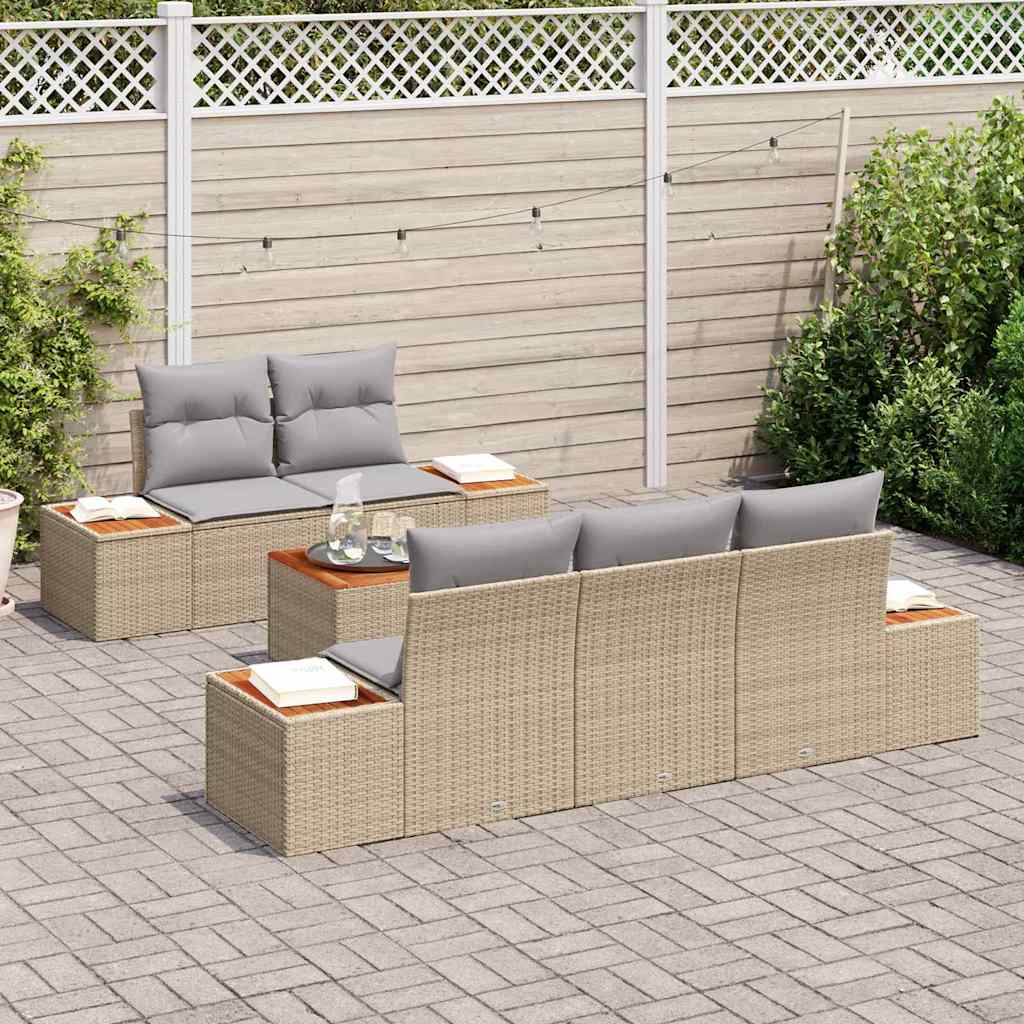 Ensemble de canapé de jardin 6 pcs Beige Poly rotin - XIOS