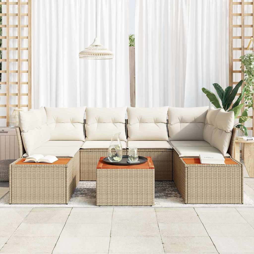 Ensemble de canapé de jardin 6 pcs Beige Poly rotin